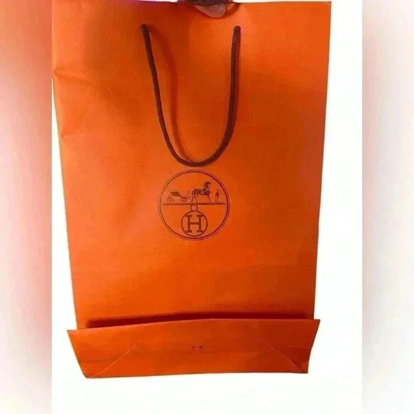 Hermes Reusable Paper Shopping Bag Orange see pictures for dimensions. Used - Picture 2 of 9
